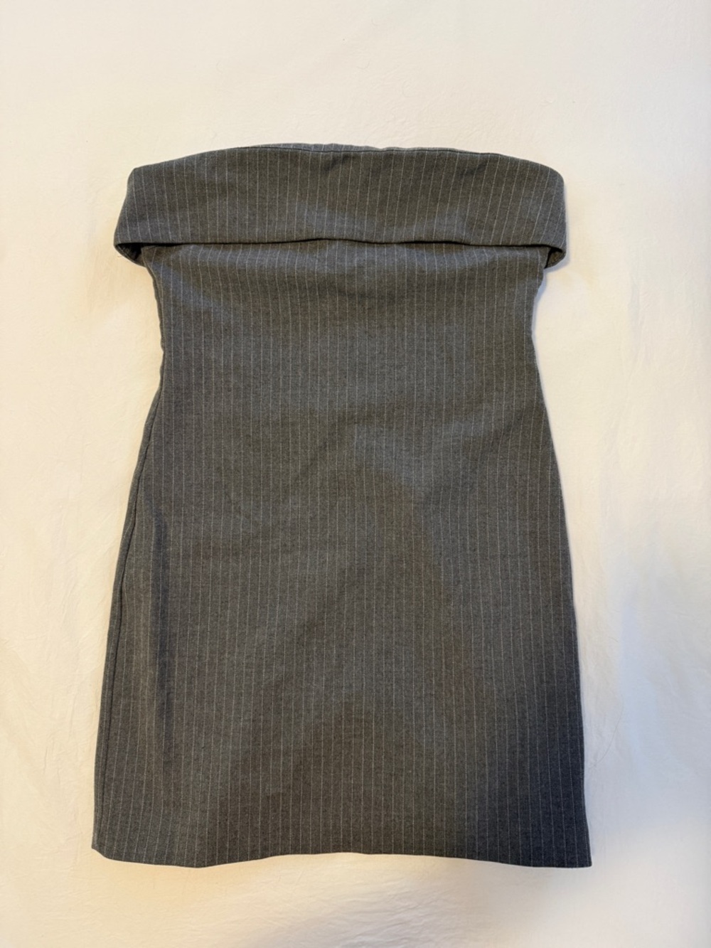 Zara Strapless Pinstripe Tube Dress in Charcoal Gray